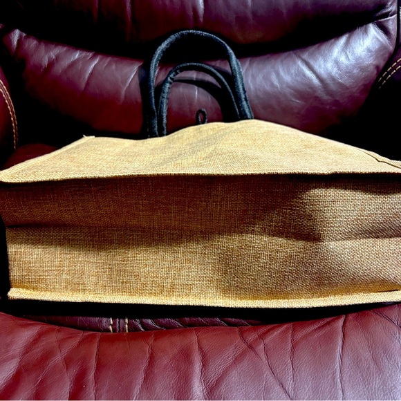 Brown Medium Burlap Tote Bag - Picture 2 of 9